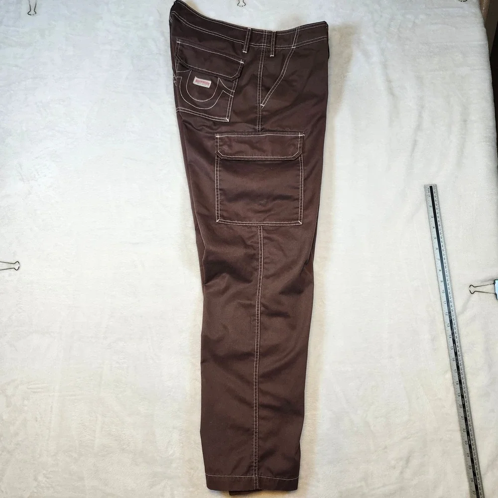 True Religion Cargo Pants Mens 34 Brown Excellent Contrast Stitch Horseshoe‎